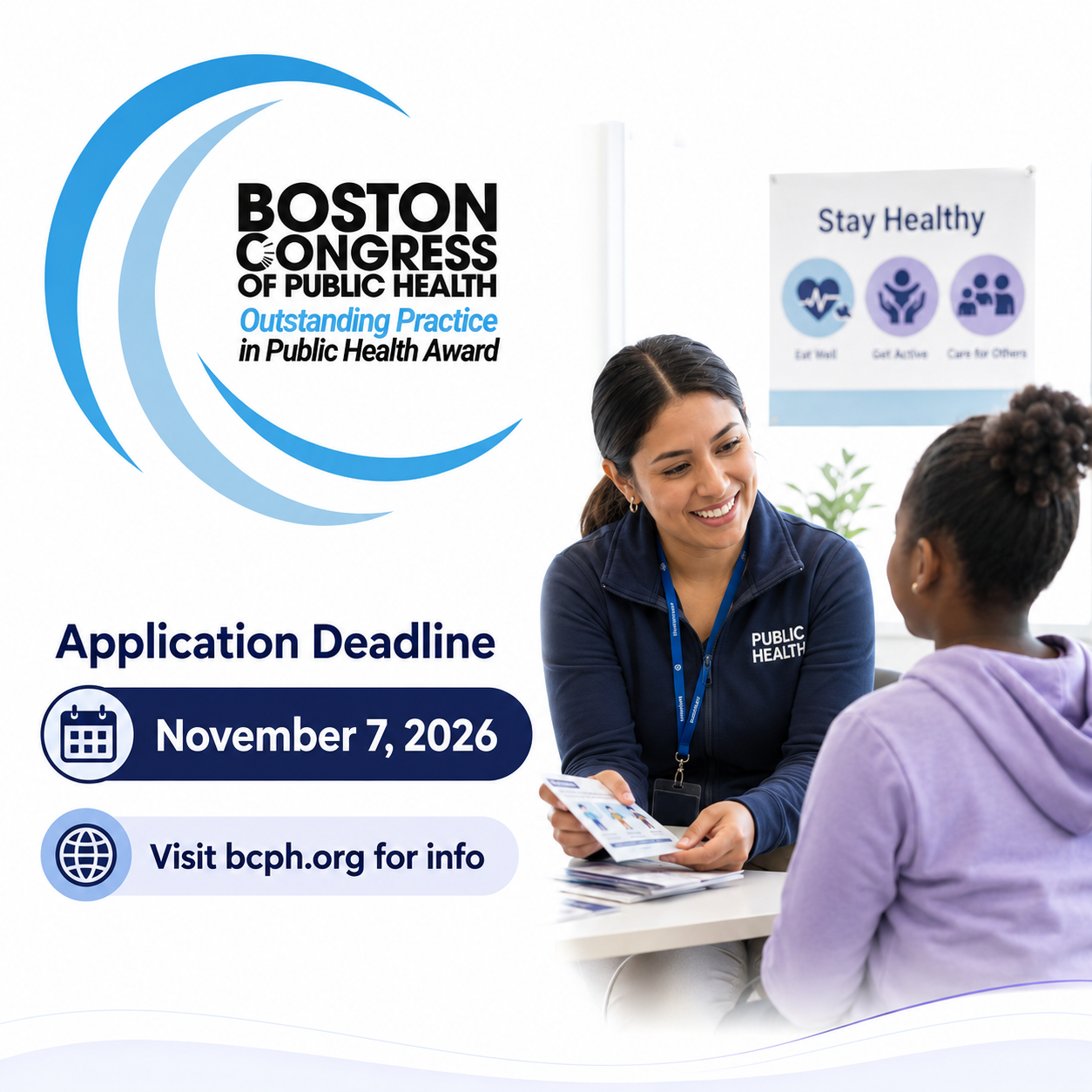 BCPH Outstanding Practice in Public Health Award, applications due November 7 2026, no pitch required
